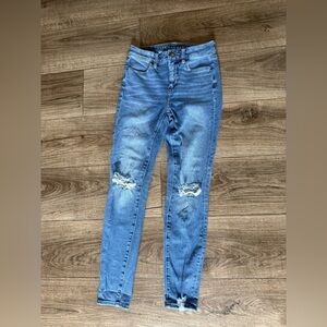 Women’s American Eagle Skinny Dream Jean Denim Distressed Blue 00 Short